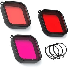 【3 Pack】 Dive Filters only for FitStill Go Pro Hero 8 Black Waterproof Protective Housing Case,Enhances Colors for Various Underwater Video and Photography in Kuwait