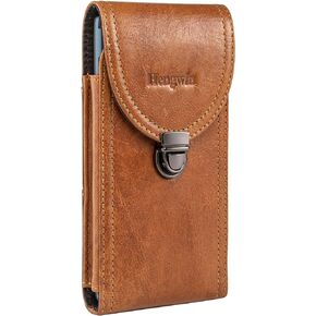 حافظة هاتف خلوي عمودية من الجلد الطبيعي من Hengwin لهاتف Samsung Galaxy A72 A52 A12 A02s Note20 Ultra S21 Ultra 5G Moto G Power LG Stylo 6 مع حامل حقيبة بمشبك حزام (بني قديم) in Kuwait
