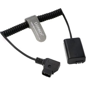 Uonecn NP-FW50 Dummy Battery to D-Tap Coiled Power Cable, 8V Camera Power Cord for Sony Alpha a7 a7R a7S a7II A6000 Series Cameras, Stretchable 12-36in in Saudi Arabia