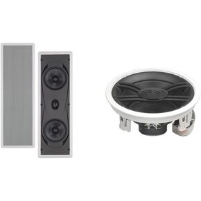YAMAHA NS-IW760 6.5" 2-Way in-Wall Speaker System & Yamaha 10" 100W Powered Subwoofer - Black
