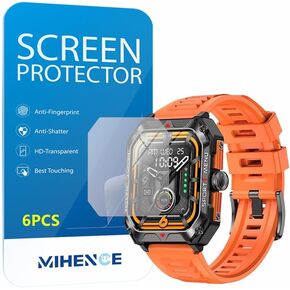 MIHENCE Compatible for Bgulong Smart Watches Screen Protector, PET HD Protective Film Compatible for Bgulong H22 2.02 Inches Smart Watch (6PCS) in Kuwait
