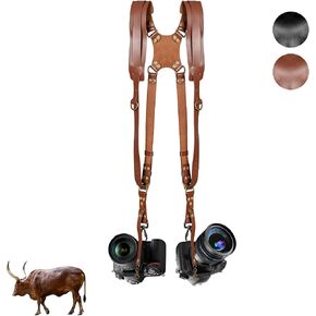 Kasla Leather Dual Camera Strap for Two DSLR/SLR Cameras Tan in Kuwait