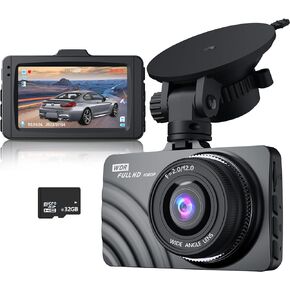 NOLYTH Dash Cam كاميرا أمامية للسيارات 1080P Full HD كاميرا داش كام مع بطاقة SD 32 جيجا، 3 بوصات LCD Dashcams، عدسة زجاجية F2.0، WDR، رؤية ليلية، شاشة وقوف السيارات in Kuwait