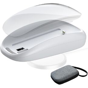 زيهو ملحقات ماوس ماجيك، قاعدة شحن مريحة للماوس السحري 2 【تتضمن حافظة تخزين】غطاء علبة شحن لاسلكي سريع لقبضة مريحة، زيادة الراحة والتحكم الكامل - ابيض in Kuwait