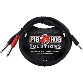 Pig Hog PB-S3403 3.5 mm Stereo to Dual 1/4" Mono (Male) Stereo Breakout Cable, 3 Feet