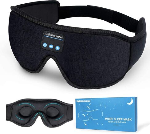 Sleep Headphones, Bluetooth 5.0 Wireless 3D Eye Mask, Lightimetunnel Washable Sleeping Headphones for Side Sleepers With Adjustable Ultra Thin Stereo Speakers Microphone Hands Free for Insomnia Travel in Kuwait