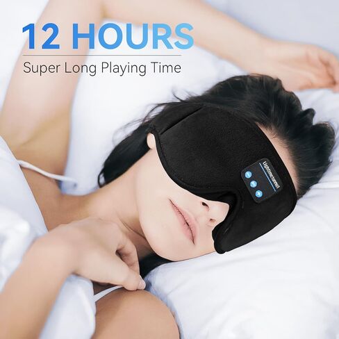 Sleep Headphones, Bluetooth 5.0 Wireless 3D Eye Mask, Lightimetunnel Washable Sleeping Headphones for Side Sleepers With Adjustable Ultra Thin Stereo Speakers Microphone Hands Free for Insomnia Travel in Kuwait