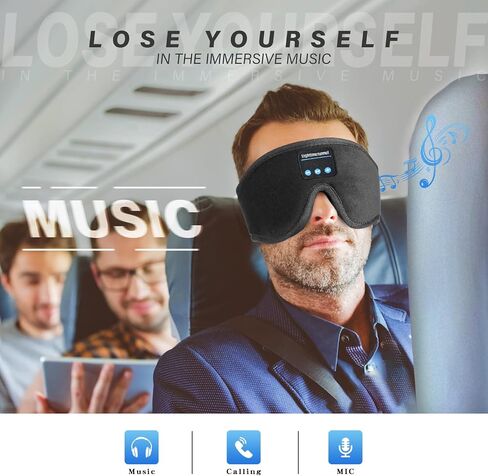 Sleep Headphones, Bluetooth 5.0 Wireless 3D Eye Mask, Lightimetunnel Washable Sleeping Headphones for Side Sleepers With Adjustable Ultra Thin Stereo Speakers Microphone Hands Free for Insomnia Travel in Kuwait