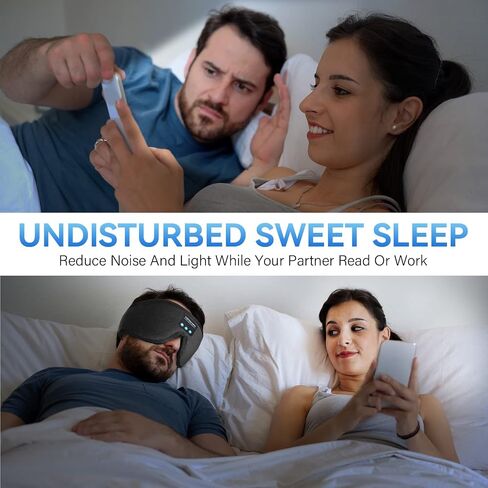 Sleep Headphones, Bluetooth 5.0 Wireless 3D Eye Mask, Lightimetunnel Washable Sleeping Headphones for Side Sleepers With Adjustable Ultra Thin Stereo Speakers Microphone Hands Free for Insomnia Travel in Kuwait