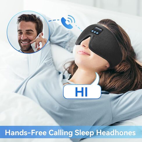 Sleep Headphones, Bluetooth 5.0 Wireless 3D Eye Mask, Lightimetunnel Washable Sleeping Headphones for Side Sleepers With Adjustable Ultra Thin Stereo Speakers Microphone Hands Free for Insomnia Travel in Kuwait