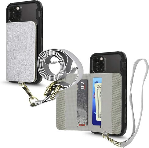 Cell Phone and Credit Card Holder with Crossbody and Wrist Straps, Stick-On Wallet w/RFID Protection Multiple Card Slots Transparent ID Pocket in Kuwait