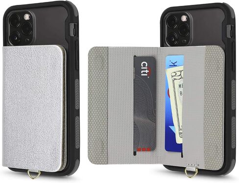 Cell Phone and Credit Card Holder with Crossbody and Wrist Straps, Stick-On Wallet w/RFID Protection Multiple Card Slots Transparent ID Pocket in Kuwait