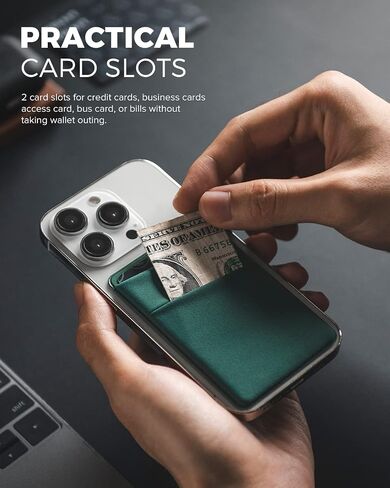 VULKIT Phone Card Holder Slim Elastic Adhesive Phone Wallet Credit Card Sleeves Sticker for Back of Smartphone(Green) in Kuwait
