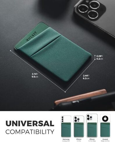 VULKIT Phone Card Holder Slim Elastic Adhesive Phone Wallet Credit Card Sleeves Sticker for Back of Smartphone(Green) in Kuwait