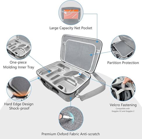 شنطة افاتا صلبة لحمل دي جيه اي افاتا اف بي في من امازير، شنطة حمل محمولة للسفر لملحقات درون دي جيه اي افات (متوافقة مع نظارات دي جيه اي انتيجرا ونظارات V2 ونظارات 2), ترقية سعة كبيرة, ترقية سعة كبيرة in Kuwait