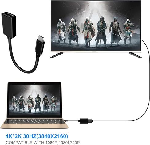 JR Joyreap USB C إلى Display Port DP محول 4K Ultra HD Full HD 1080 USB Type-C إلى محول منفذ العرض (متوافق مع Thunderbolt 3)، محول DP إلى USB C (أسود) in Kuwait