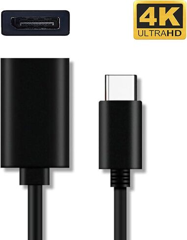 JR Joyreap USB C إلى Display Port DP محول 4K Ultra HD Full HD 1080 USB Type-C إلى محول منفذ العرض (متوافق مع Thunderbolt 3)، محول DP إلى USB C (أسود) in Kuwait