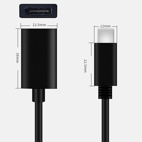 JR Joyreap USB C إلى Display Port DP محول 4K Ultra HD Full HD 1080 USB Type-C إلى محول منفذ العرض (متوافق مع Thunderbolt 3)، محول DP إلى USB C (أسود) in Kuwait