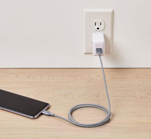 كابل شاحن سريع Amazon Basics USB-C إلى USB-A 2.0، سلك مجدول من النايلون، سرعة 480 ميجا بت في الثانية، معتمد من USB-IF، لهاتف Apple iPhone 15، iPad، Samsung Galaxy، الأجهزة اللوحية، أجهزة الكمبيوتر المحمولة، 6 أقدام، رمادي داكن in Kuwait