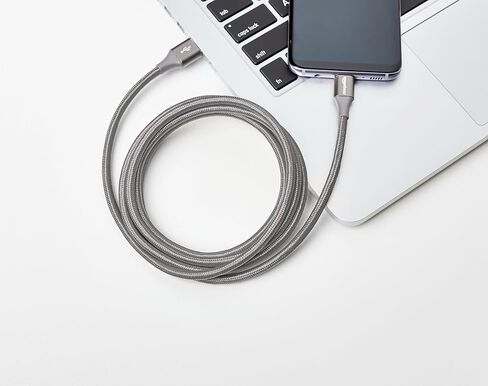 Amazon Basics USB-C to USB-A 2.0 Fast Charger Cable, Nylon Braided Cord, 480Mbps Speed, USB-IF Certified, for Apple iPhone 15, iPad, Samsung Galaxy, Tablets, Laptops, 6 Foot, Dark Gray in Saudi Arabia