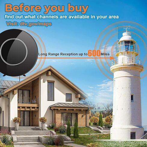 600 Miles Range TV Antenna Free Channels, HDTV Digital Antenna Amplifier, Ultra HD 4K HDR 1080P Powerful TV Signal Booster for Smart TV/Old TV 32FT Cable Indoor (Adapter Included) in Kuwait