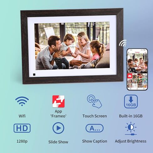 إطار صورة رقمي إلكتروني مقاس 10 بوصات من CRUGLA كهدية للعودة إلى المدرسة، سعة تخزين 16 جيجابايت واي فاي، تدوير تلقائي، شاشة لمس IPS عالية الدقة 1280 × 800، إعداد سهل لمشاركة الصور عبر تطبيق Frameo in Kuwait