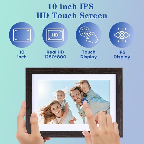 إطار صورة رقمي إلكتروني مقاس 10 بوصات من CRUGLA كهدية للعودة إلى المدرسة، سعة تخزين 16 جيجابايت واي فاي، تدوير تلقائي، شاشة لمس IPS عالية الدقة 1280 × 800، إعداد سهل لمشاركة الصور عبر تطبيق Frameo in Kuwait