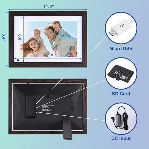 إطار صورة رقمي إلكتروني مقاس 10 بوصات من CRUGLA كهدية للعودة إلى المدرسة، سعة تخزين 16 جيجابايت واي فاي، تدوير تلقائي، شاشة لمس IPS عالية الدقة 1280 × 800، إعداد سهل لمشاركة الصور عبر تطبيق Frameo in Kuwait