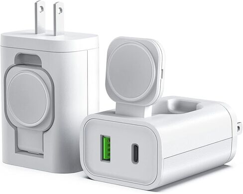BeaSaf Fast Charger, 24W USB C Charger for iPhone 13/12/Mini/12 Pro Max, Wall Charger with Foldable Apple Watch Wireless Charger, PD Charger for iPhone, AirPods in Saudi Arabia