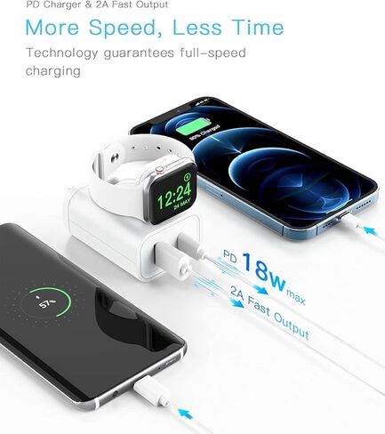 BeaSaf Fast Charger, 24W USB C Charger for iPhone 13/12/Mini/12 Pro Max, Wall Charger with Foldable Apple Watch Wireless Charger, PD Charger for iPhone, AirPods in Saudi Arabia