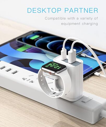 BeaSaf Fast Charger, 24W USB C Charger for iPhone 13/12/Mini/12 Pro Max, Wall Charger with Foldable Apple Watch Wireless Charger, PD Charger for iPhone, AirPods in Saudi Arabia