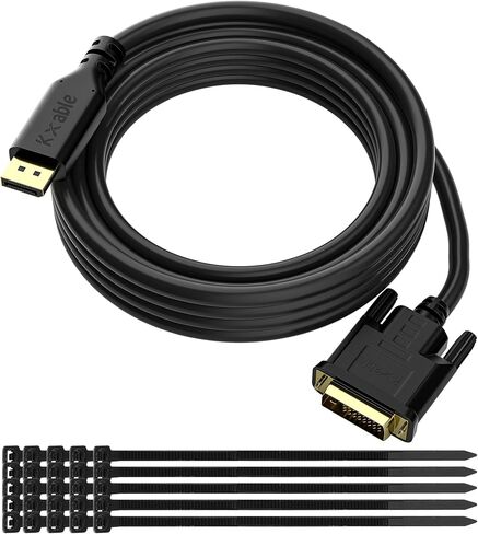 كابل DisplayPort إلى DVI بطول 25 قدمًا، سلك محول DP إلى DVI-D، منفذ عرض إلى كابل تحويل DVI ذكر إلى ذكر، مطلي بالذهب، 1080P@60 هرتز، للكمبيوتر الشخصي، سطح المكتب، الكمبيوتر المحمول، HDTV، جهاز العرض، الشاشة، مع 25 رابطًا in Kuwait