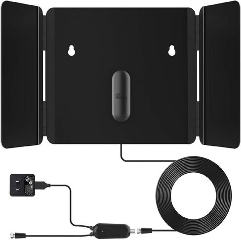 1byone TV Antenna - Amplified HD Digital Indoor TV Antenna Up to 200+ Miles Range Support 4K 1080P and All TVs with HDTV Powerful Singal Booster, 17ft Coax Cable in Kuwait