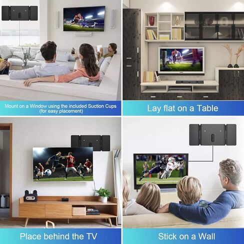 1byone TV Antenna - Amplified HD Digital Indoor TV Antenna Up to 200+ Miles Range Support 4K 1080P and All TVs with HDTV Powerful Singal Booster, 17ft Coax Cable in Kuwait