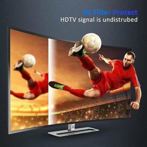 1byone TV Antenna - Amplified HD Digital Indoor TV Antenna Up to 200+ Miles Range Support 4K 1080P and All TVs with HDTV Powerful Singal Booster, 17ft Coax Cable in Kuwait