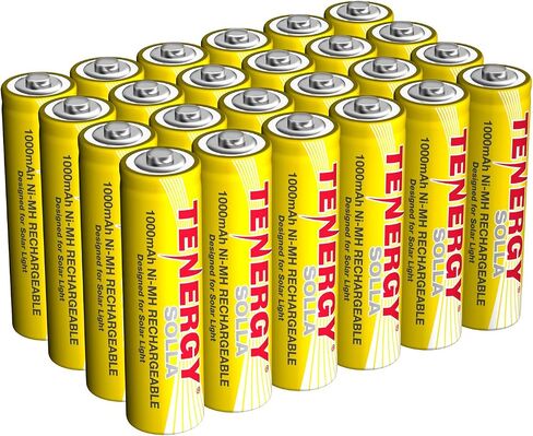 Tenergy Solla Rechargeable NiMH AA Battery, 1000mAh Solar Batteries for Solar Garden Lights, Anti-Leak, Outdoor Durability, 5+ Years Performance, 12 Pack, UL Certified in Kuwait