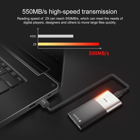 Netac 250GB Portable SSD USB 3.2 Gen 2 (10 Gbps, Type-C) External Solid State Drive Backup Slim Drive for File Storage/Business Travel Essential, Rapid Read & Write Low Noise, Z9 in Kuwait