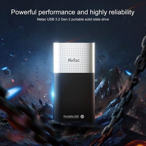 Netac 250GB Portable SSD USB 3.2 Gen 2 (10 Gbps, Type-C) External Solid State Drive Backup Slim Drive for File Storage/Business Travel Essential, Rapid Read & Write Low Noise, Z9 in Kuwait
