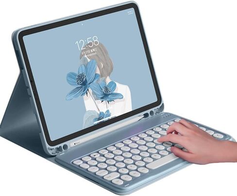 Keyboard Case for iPad 11th Gen (A16,11 inch) 2025/ iPad 10th Generation 10.9" 2022 Case with Cute Round Key Detachable BT Color Keyboard Cover (Blue) in Kuwait