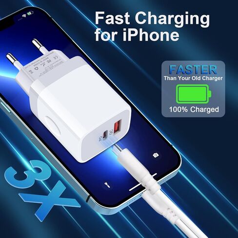 محول USB C، محول قابس أوروبي، 2 حزمة سريعة 20 وات محول طاقة للسفر الأوروبي من النوع C لشواحن الحائط iPhone 17 16 15 14 13 12 11 Pro Max XR XS X 8، Samsung Galaxy S25 A17، iPad، Google Pixel in Kuwait