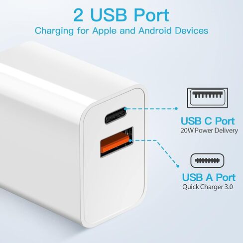 شاحن USB C، Apple Watch Series 8، كتلة شاحن iPhone 14، شاحن حائط USB C، كتلة شحن سريع، شاحن LXSOSO 20 واط متوافق مع مكعب شاحن iPhone 13 Pro Max الجديد لساعة Apple in Kuwait