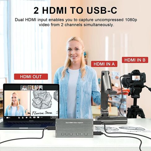 جوي يوزدنج تسجيل فيديو HDMI مزدوج، تسجيل فيديو وصوت عالي الأداء بتقنية FHD عالية الدقة in Kuwait