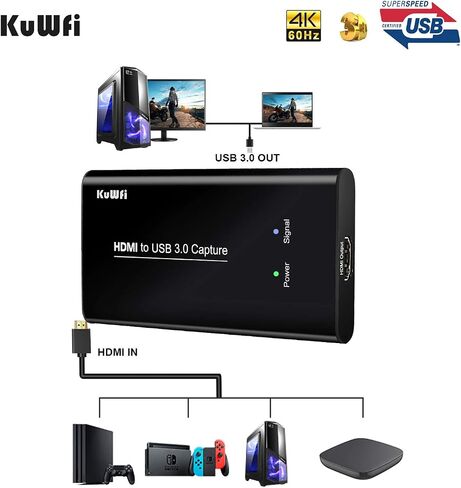 KuWFi Capture Cards for PC Gaming HDMI to USB3.0 Audio Video Capture Cards in Kuwait