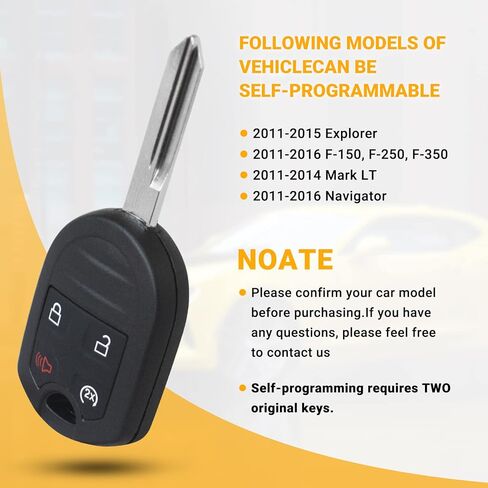 Car Key Fob Keyless Entry Remote Compatible with Ford F150| F250| F350| Explorer| Lincoln Mark LT| Navigator 2011-2016 Replacement Key CWTWB1U793 (4-BTN) in Kuwait