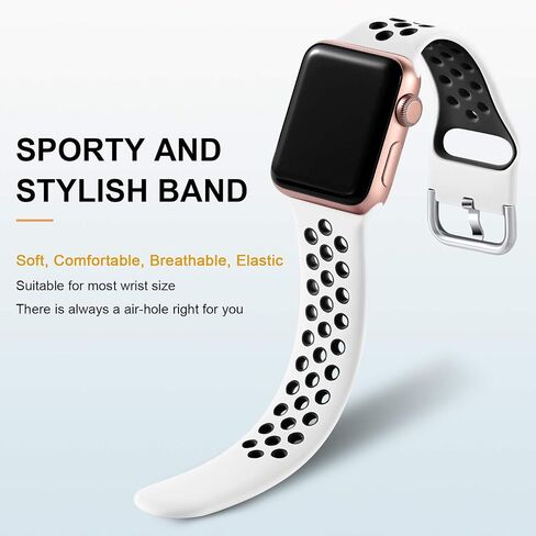 أحزمة Lerobo الرياضية البديلة المتوافقة مع Apple Watch SE/Ultra iWatch Series 8 7 6 5 4 3 2 1 - 44 مم 42 مم 45 مم 49 مم 41 مم 40 مم 38 مم، حزام سيليكون ناعم مسامي للرجال والنساء، 3 عبوات in Kuwait
