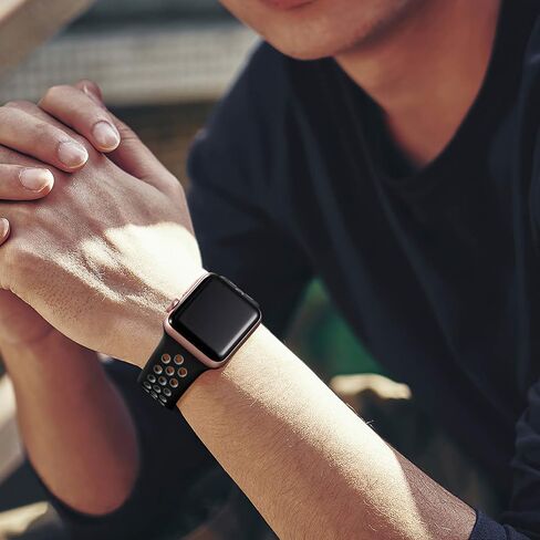 أحزمة Lerobo الرياضية البديلة المتوافقة مع Apple Watch SE/Ultra iWatch Series 8 7 6 5 4 3 2 1 - 44 مم 42 مم 45 مم 49 مم 41 مم 40 مم 38 مم، حزام سيليكون ناعم مسامي للرجال والنساء، 3 عبوات in Kuwait