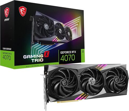 MSI بطاقة عرض مرئي للالعاب جيفورس RTX 4070 12GB GDRR6X 192 بت بمنفذ HDMI/DP ومروحة ان في لينك توركس 4.0 ادا لوفليس (RTX 4070 جيمنج اكس تريو 12G) in Saudi Arabia