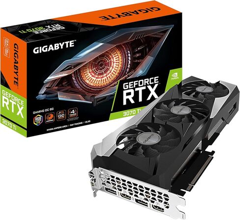 بطاقة رسومات GIGABYTE GeForce RTX 3070 Ti Gaming OC 8G، نظام تبريد WINDFORCE 3X، 8 جيجابايت 256 بت GDDR6X، بطاقة فيديو GV-N307TGAMING OC-8GD (متجددة) in Kuwait