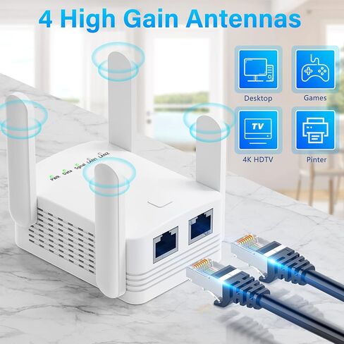 2023 New WiFi Extender Signal Booster for Home 1200Mbps Dual Band 2.4/5G Wireless WiFi Repeater Signal Amplifier with Ethernet Port, 4 Antennas 360° Full Coverage WPS WiFi Strong Signal in Saudi Arabia