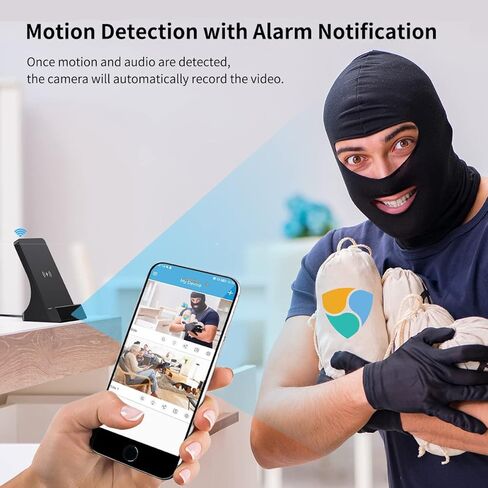 ASIEVIE Wireless Charger + Home Security Indoor with WiFi Hidden Spy Nanny Camera APP Control Motion Dection in Kuwait